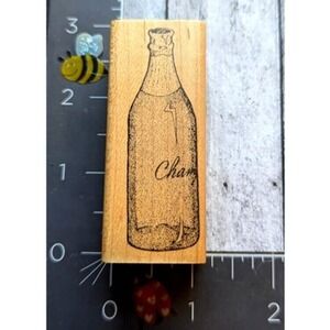 Rubber Stamps Of America Bottle Champaign Rubber Stamp Wood #G78